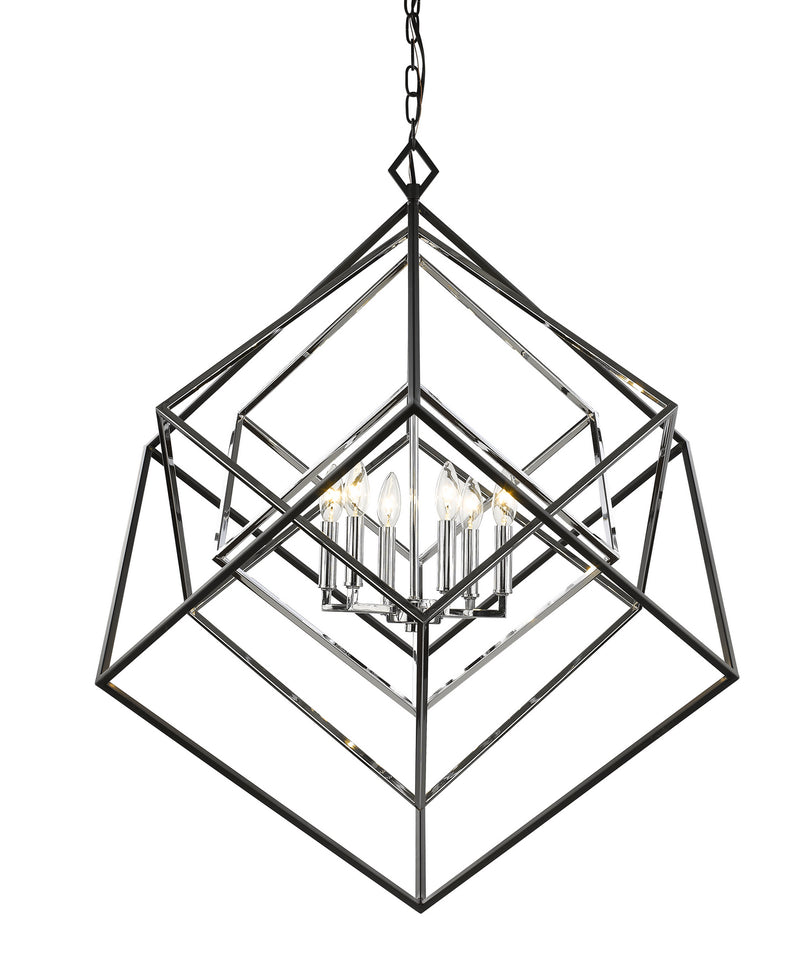 Z-Lite 457-6CH-MB Six Light Chandelier, Chrome + Matte Black