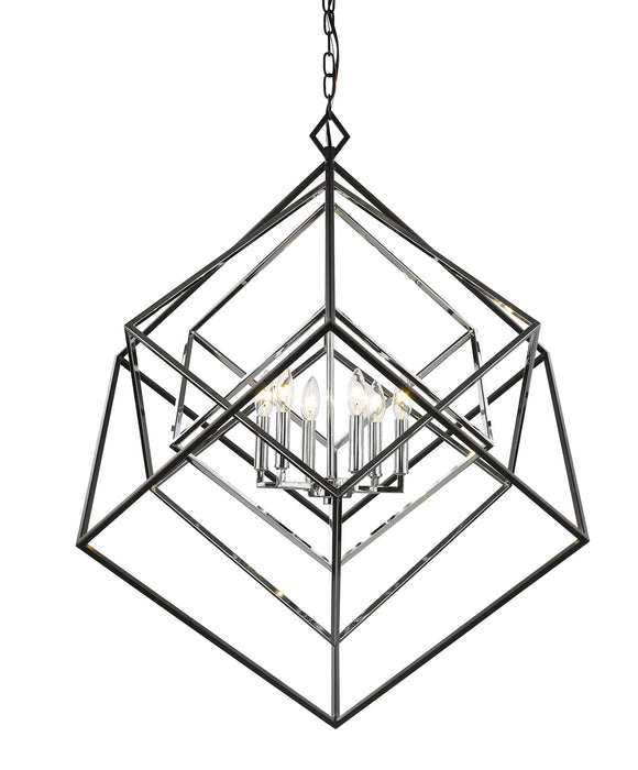 Z-Lite 457-6CH-MB Six Light Chandelier, Chrome + Matte Black