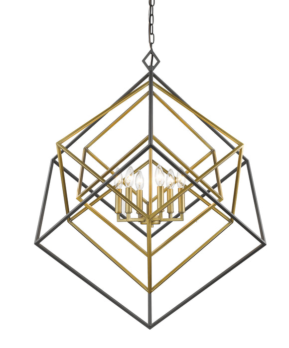 Z-Lite 457-6OBR-BRZ Six Light Chandelier, Olde Brass + Bronze