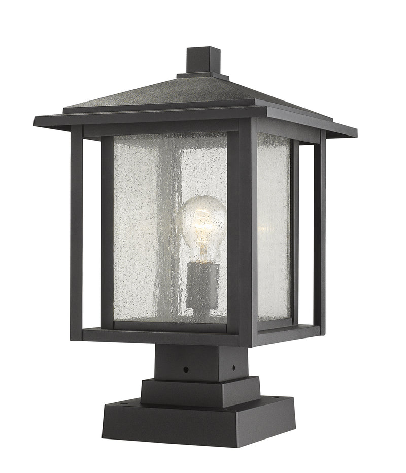 Z-Lite 554PHBS-SQPM-BK One Light Outdoor Pier Mounted Fixture, Black