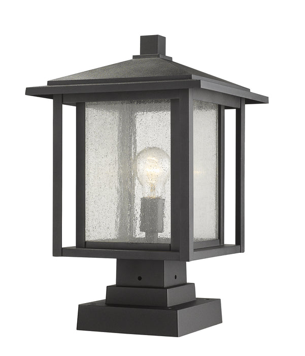 Z-Lite 554PHBS-SQPM-BK One Light Outdoor Pier Mounted Fixture, Black