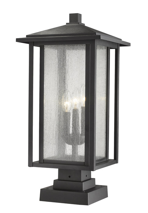 Z-Lite 554PHXLS-SQPM-BK Three Light Outdoor Pier Mounted Fixture, Black