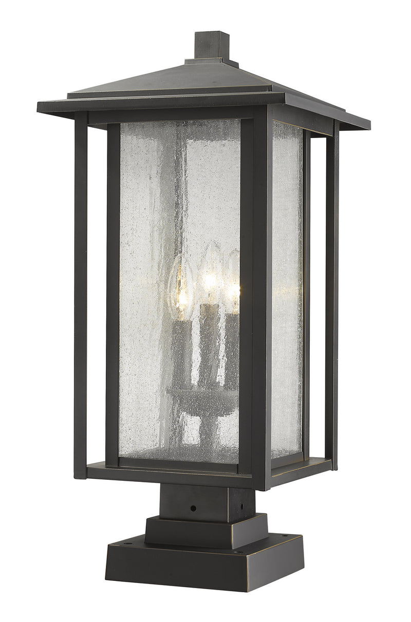 Z-Lite 554PHXLS-SQPM-ORB Three Light Outdoor Pier Mounted Fixture, Oil Rubbed Bronze