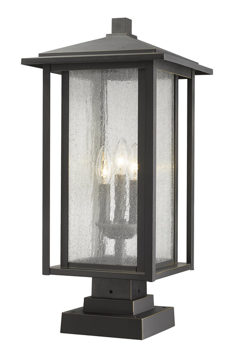 Z-Lite 554PHXLS-SQPM-ORB Three Light Outdoor Pier Mounted Fixture, Oil Rubbed Bronze