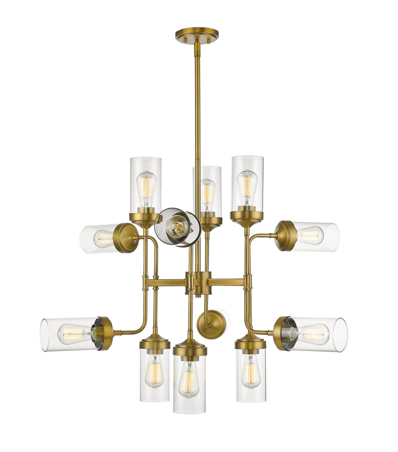 Z-Lite 617-12FB 12 Light Chandelier, Foundry Brass