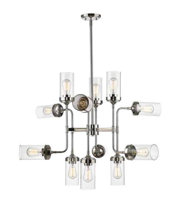 Z-Lite 617-12PN 12 Light Chandelier, Polished Nickel