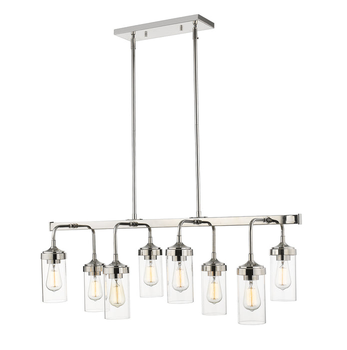 Z-Lite 617-8L-PN Eight Light Linear Chandelier, Polished Nickel