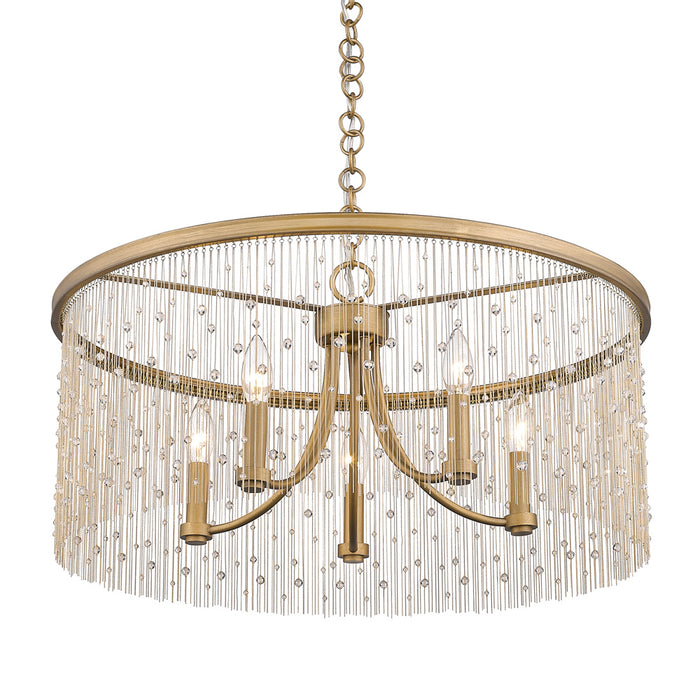 Golden 1771-5 PG-CRY Five Light Chandelier, Peruvian Gold