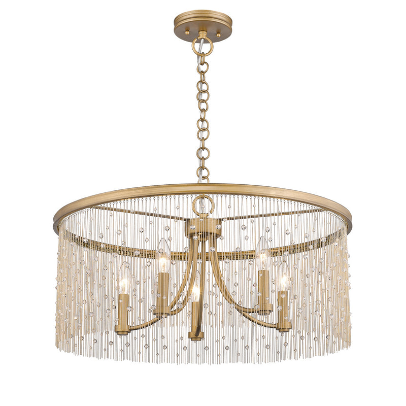 Golden 1771-5 PG-CRY Five Light Chandelier, Peruvian Gold