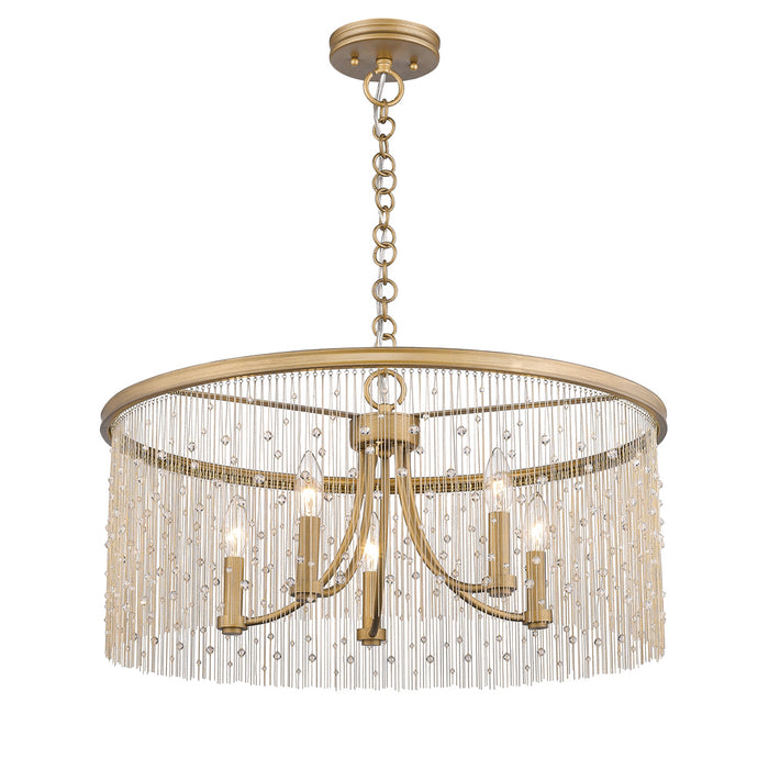 Golden 1771-5 PG-CRY Five Light Chandelier, Peruvian Gold
