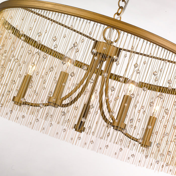 Golden 1771-5 PG-CRY Five Light Chandelier, Peruvian Gold