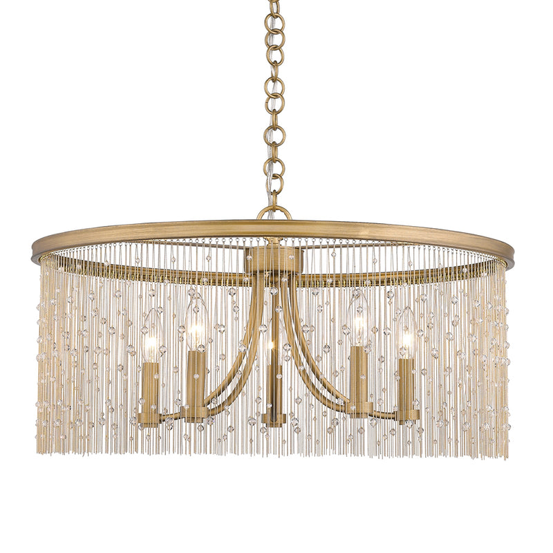 Golden 1771-5 PG-CRY Five Light Chandelier, Peruvian Gold