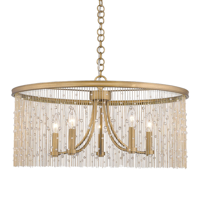 Golden 1771-5 PG-CRY Five Light Chandelier, Peruvian Gold