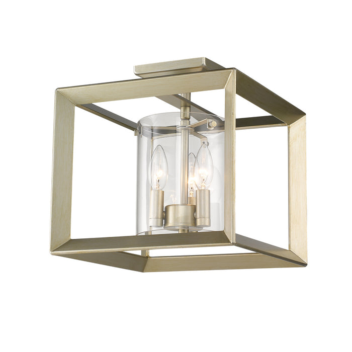 Golden 2073-SF12 WG-CLR Three Light Semi-Flush Mount, White Gold