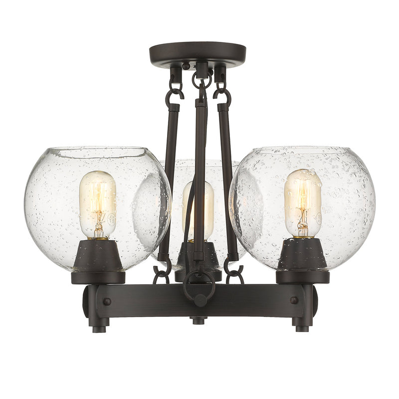 Golden 4855-SF RBZ-SD Three Light Semi-Flush Mount, Rubbed Bronze