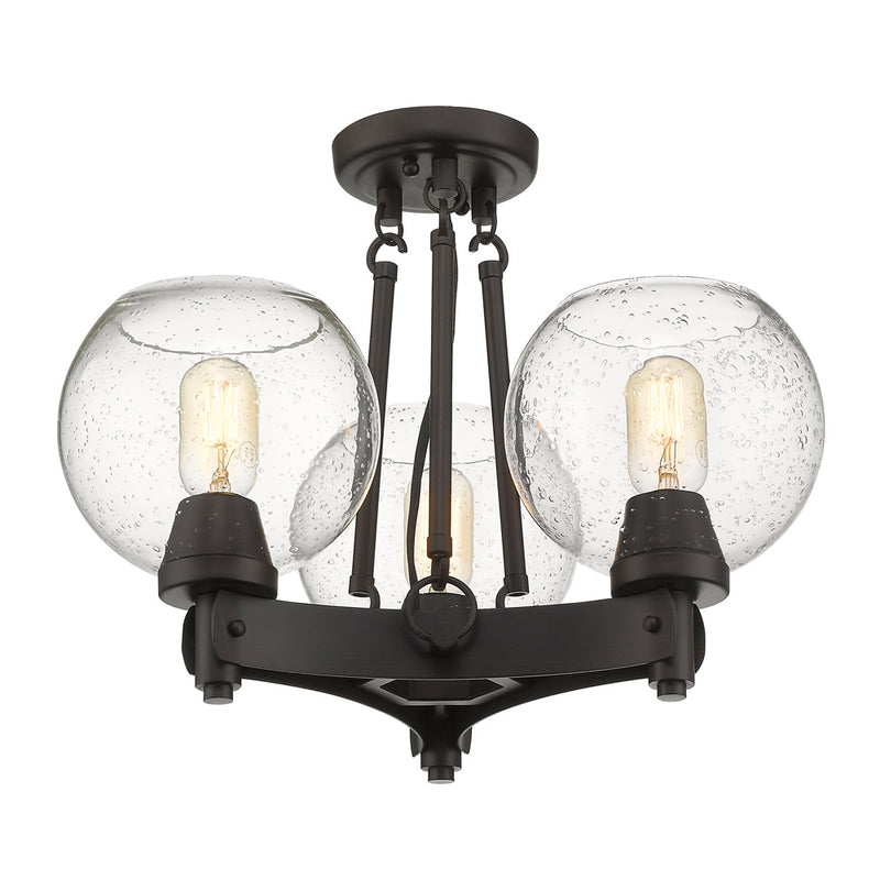 Golden 4855-SF RBZ-SD Three Light Semi-Flush Mount, Rubbed Bronze