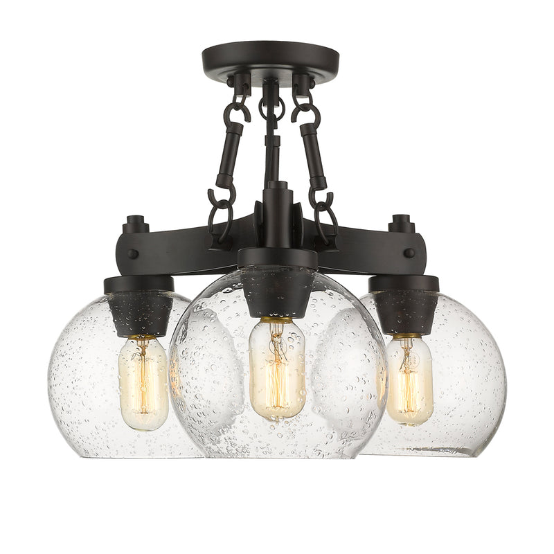 Golden 4855-SF RBZ-SD Three Light Semi-Flush Mount, Rubbed Bronze