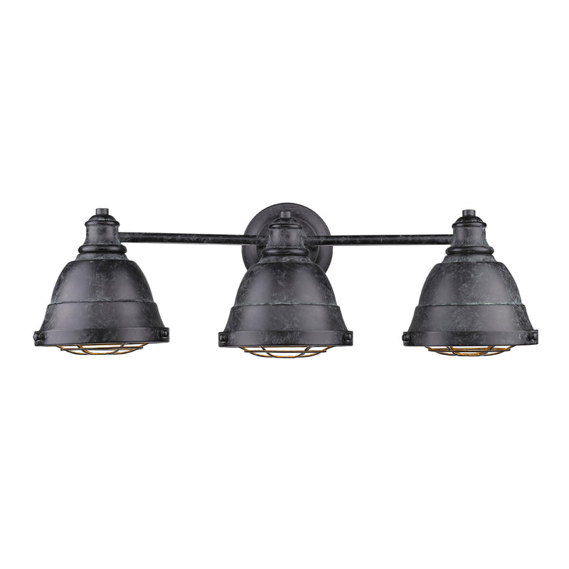 Golden 7312-BA3 BP Three Light Bath Vanity, Black Patina