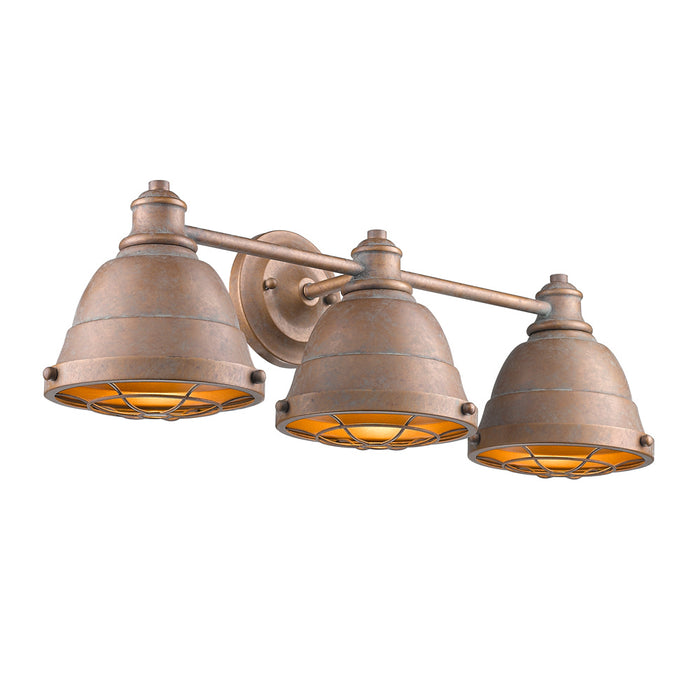 Golden 7312-BA3 CP Three Light Bath Vanity, Copper Patina