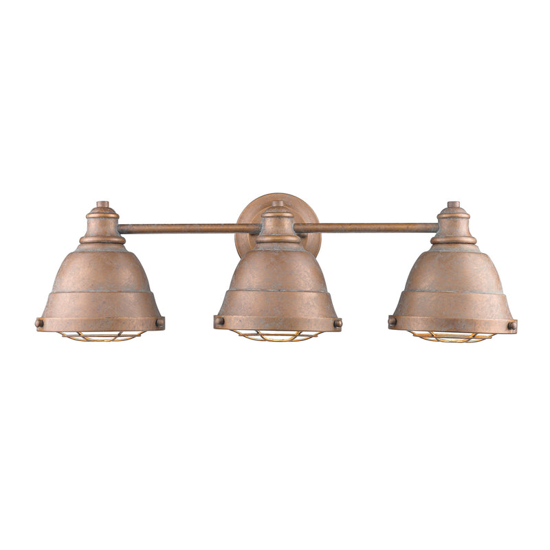 Golden 7312-BA3 CP Three Light Bath Vanity, Copper Patina