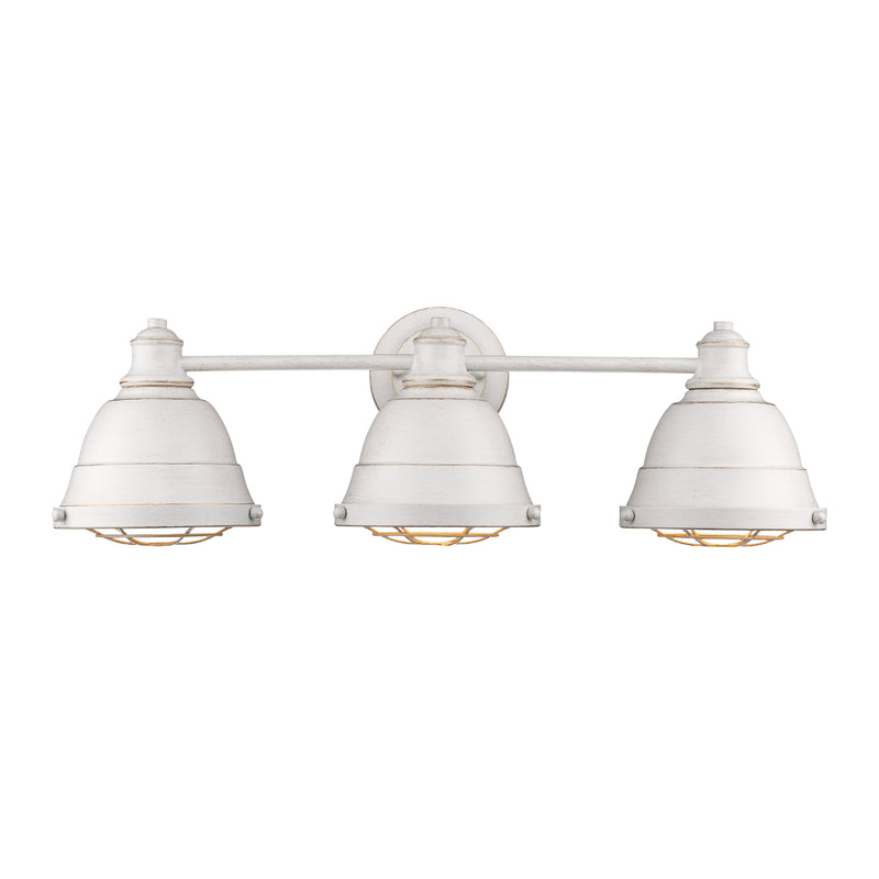 Golden 7312-BA3 FW Three Light Bath Vanity, French White