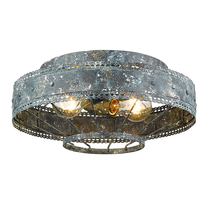 Golden 7856-FM VP Two Light Flush Mount, Blue Verde Patina