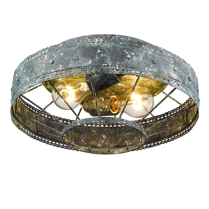 Golden 7856-FM VP Two Light Flush Mount, Blue Verde Patina