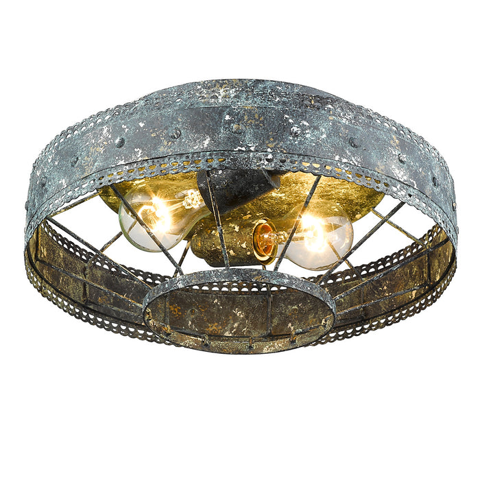 Golden 7856-FM VP Two Light Flush Mount, Blue Verde Patina
