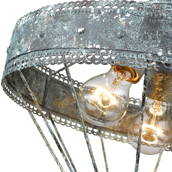 Golden 7856-SF VP Three Light Semi-Flush Mount, Blue Verde Patina