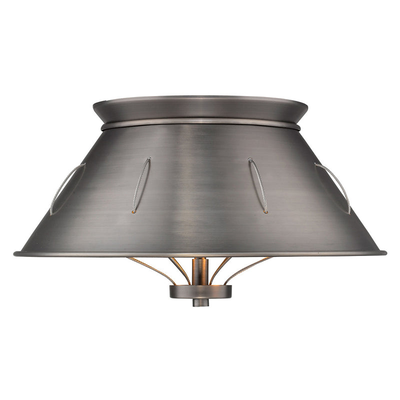 Golden 7917-FM AS Two Light Flush Mount, Aged Steel