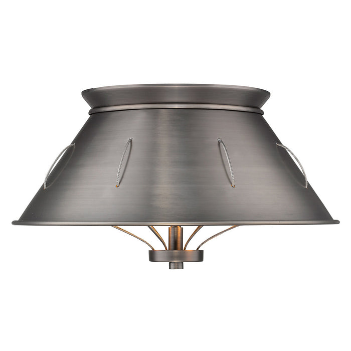 Golden 7917-FM AS Two Light Flush Mount, Aged Steel