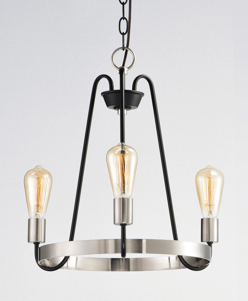 Maxim 11733BKSN Three Light Chandelier, Black / Satin Nickel