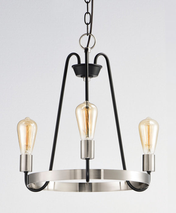Maxim 11733BKSN Three Light Chandelier, Black / Satin Nickel