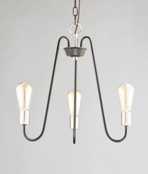 Maxim 11733BKSN Three Light Chandelier, Black / Satin Nickel