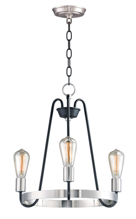 Maxim 11733BKSN Three Light Chandelier, Black / Satin Nickel