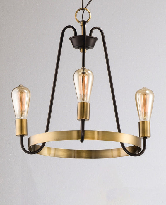 Maxim 11733OIAB Three Light Chandelier, Oil Rubbed Bronze / Antique Brass