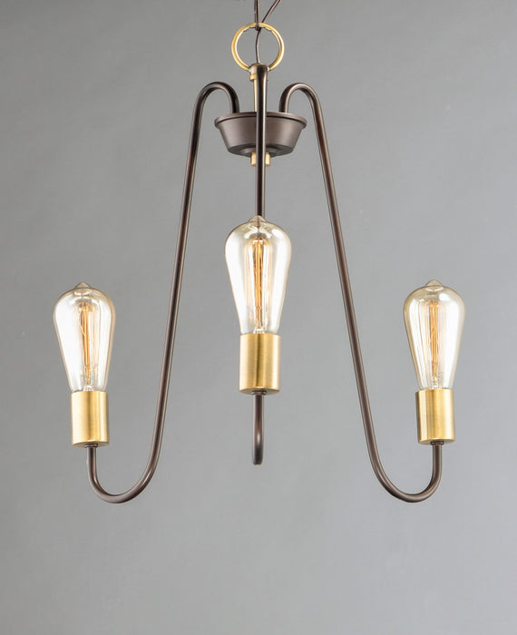 Maxim 11733OIAB Three Light Chandelier, Oil Rubbed Bronze / Antique Brass
