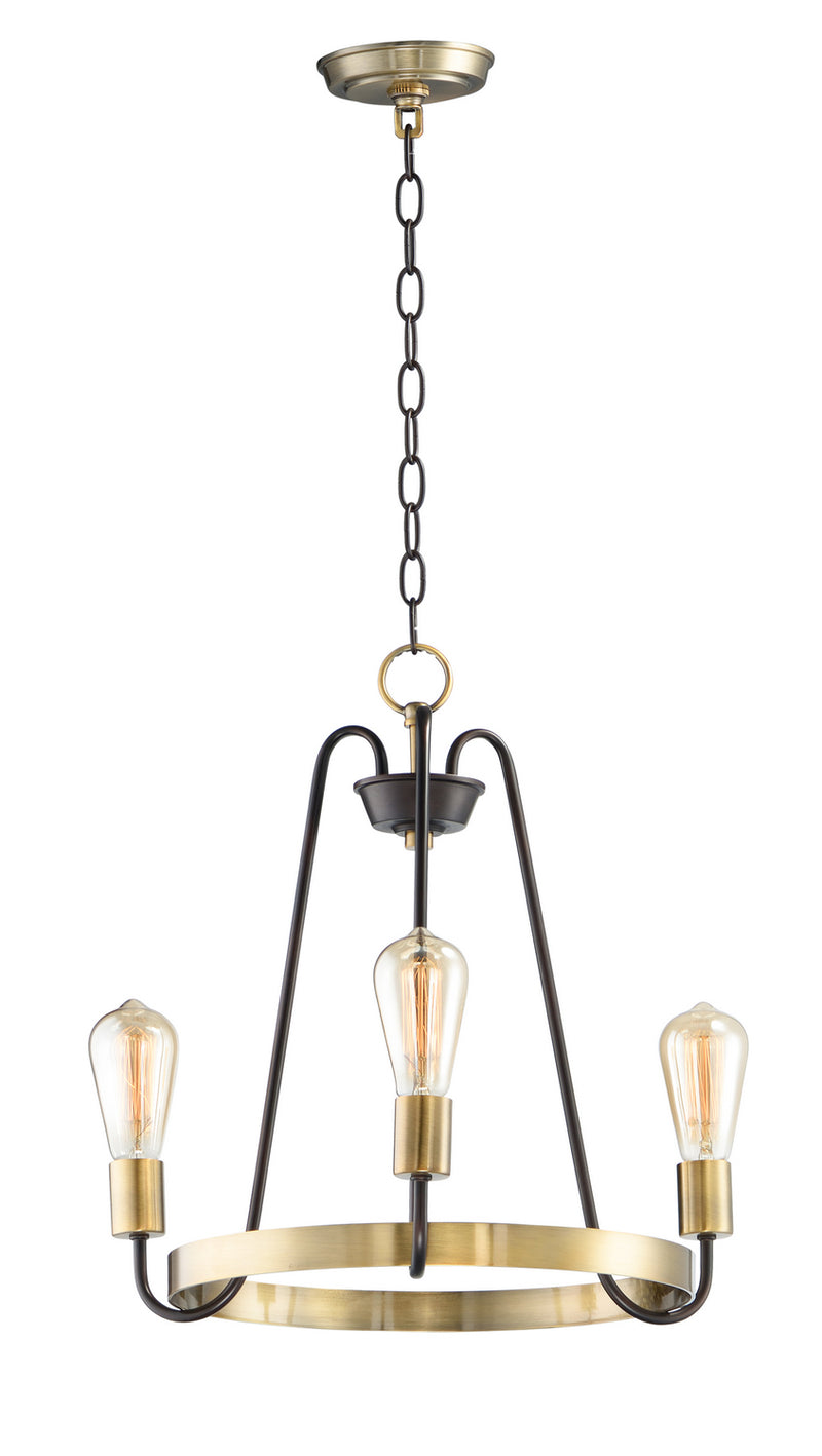 Maxim 11733OIAB Three Light Chandelier, Oil Rubbed Bronze / Antique Brass