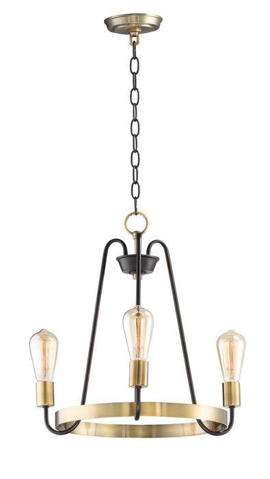 Maxim 11733OIAB Three Light Chandelier, Oil Rubbed Bronze / Antique Brass