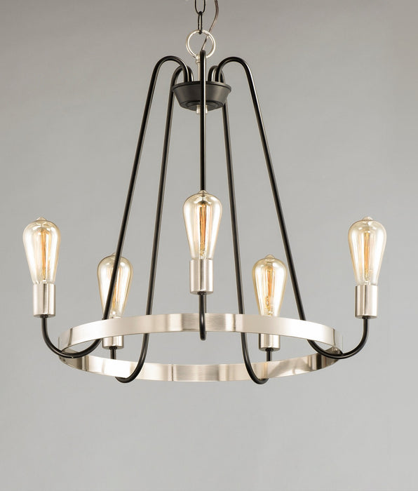 Maxim 11735BKSN Five Light Chandelier, Black / Satin Nickel