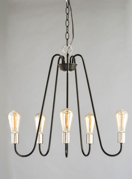 Maxim 11735BKSN Five Light Chandelier, Black / Satin Nickel