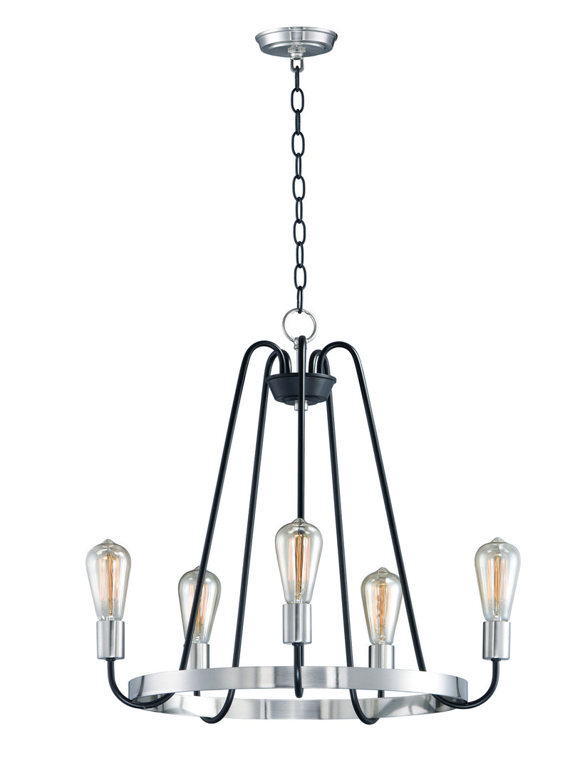 Maxim 11735BKSN Five Light Chandelier, Black / Satin Nickel