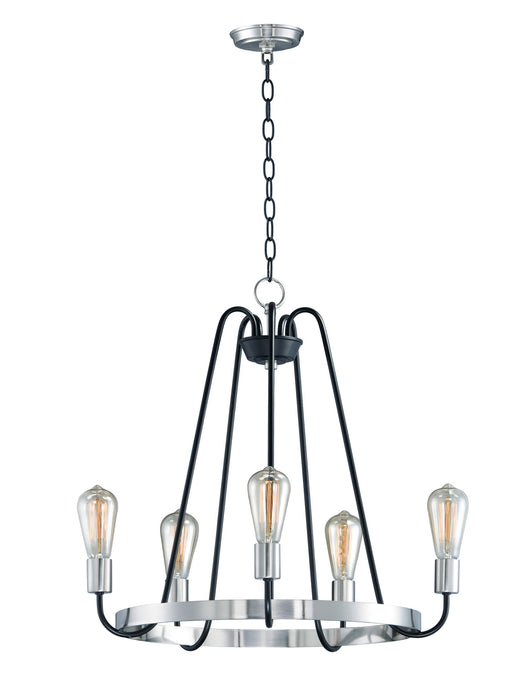 Maxim 11735BKSN Five Light Chandelier, Black / Satin Nickel