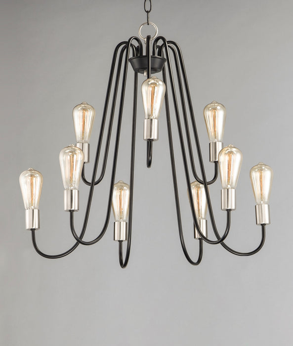 Maxim 11737BKSN Nine Light Chandelier, Black / Satin Nickel