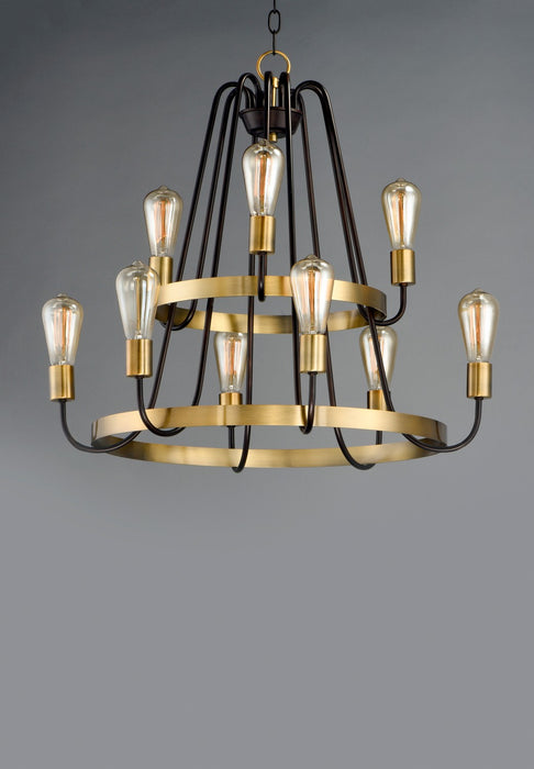 Maxim 11737OIAB Nine Light Chandelier, Oil Rubbed Bronze / Antique Brass