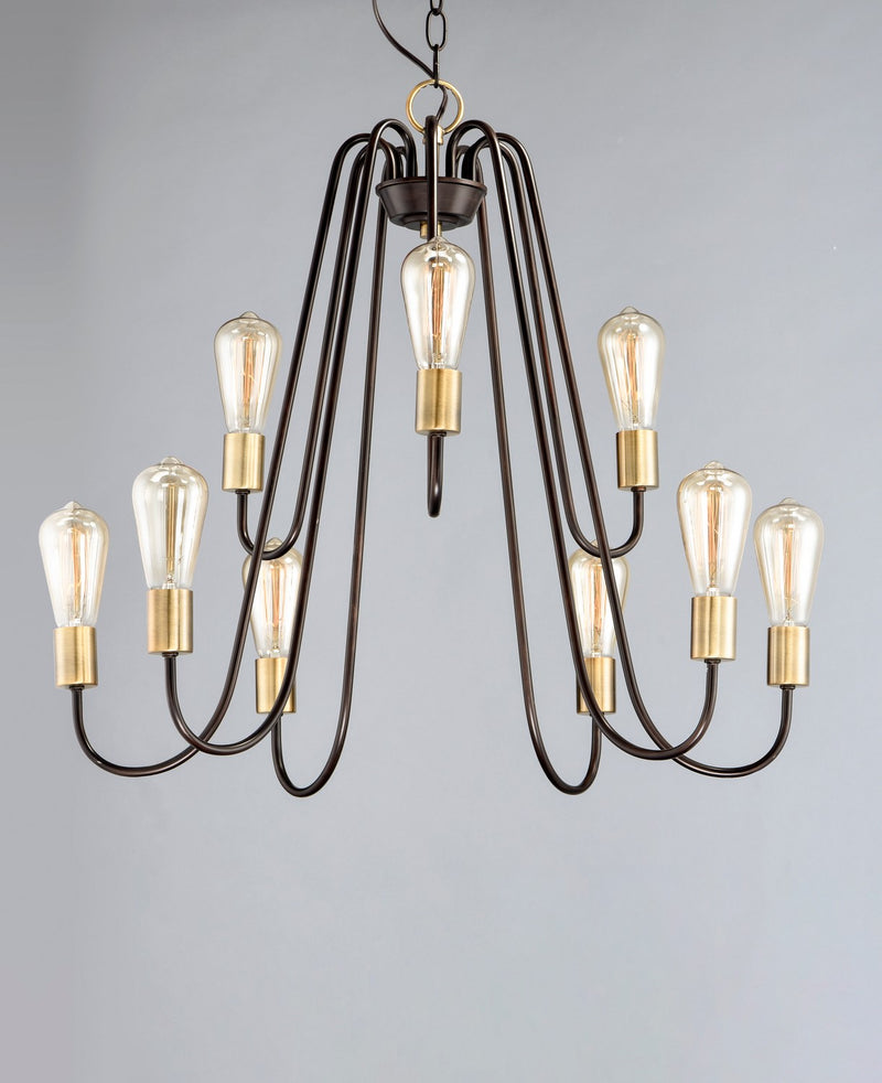 Maxim 11737OIAB Nine Light Chandelier, Oil Rubbed Bronze / Antique Brass