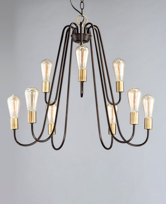 Maxim 11737OIAB Nine Light Chandelier, Oil Rubbed Bronze / Antique Brass