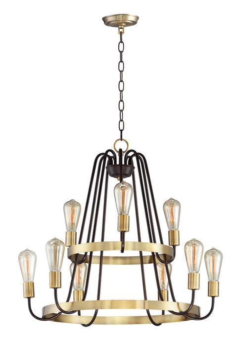Maxim 11737OIAB Nine Light Chandelier, Oil Rubbed Bronze / Antique Brass