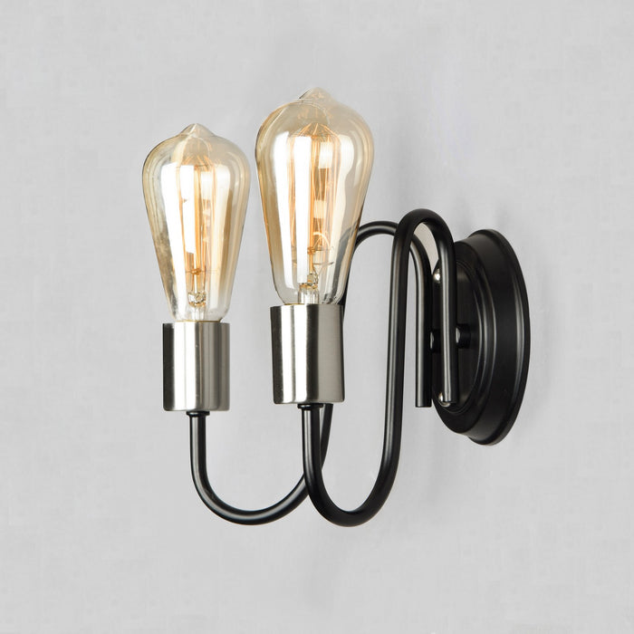 Maxim 11739BKSN Two Light Wall Sconce, Black / Satin Nickel
