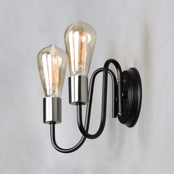 Maxim 11739BKSN Two Light Wall Sconce, Black / Satin Nickel